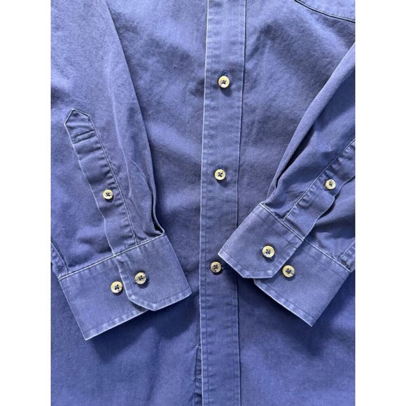 Vintage Tommy Hilfiger Men's L Heritage Work Shirt Button Navy Blue Long Sleeve - Picture 3 of 12